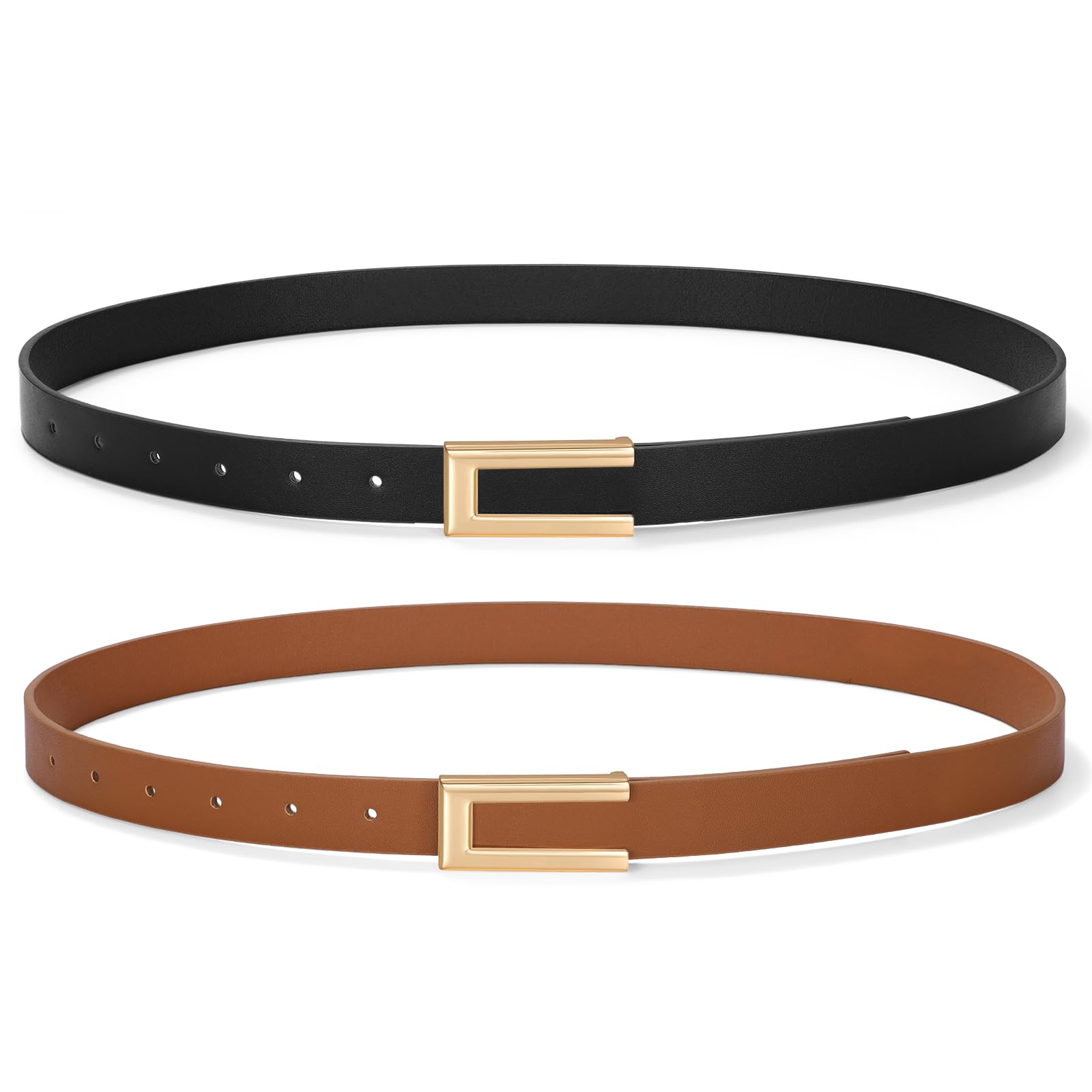 IAKING Women Skinny Belts for Jeans Pants Dresses Thin Belt With Gold Buckle Ladies Waist Belt for Women