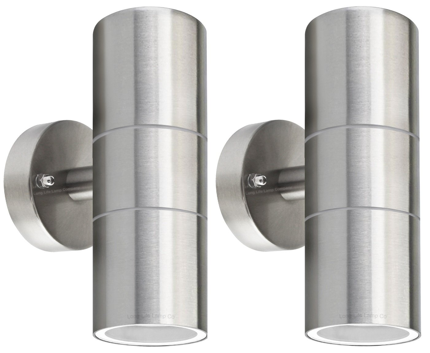 Long Life Lamp Company 2 X Modern Stainless Steel Up Down Double Wall Spot Light IP65 Outdoor Use ZLC03P2 Bulb not Included