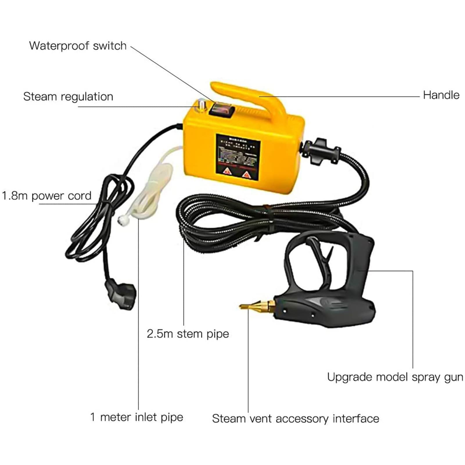 Système de Nettoyage à Vapeur Haute Pression, Machine de Nettoyage à Haute température portative 2600 W, Nettoyeur à Vapeur Domestique Industriel Commercial, sans réservoir