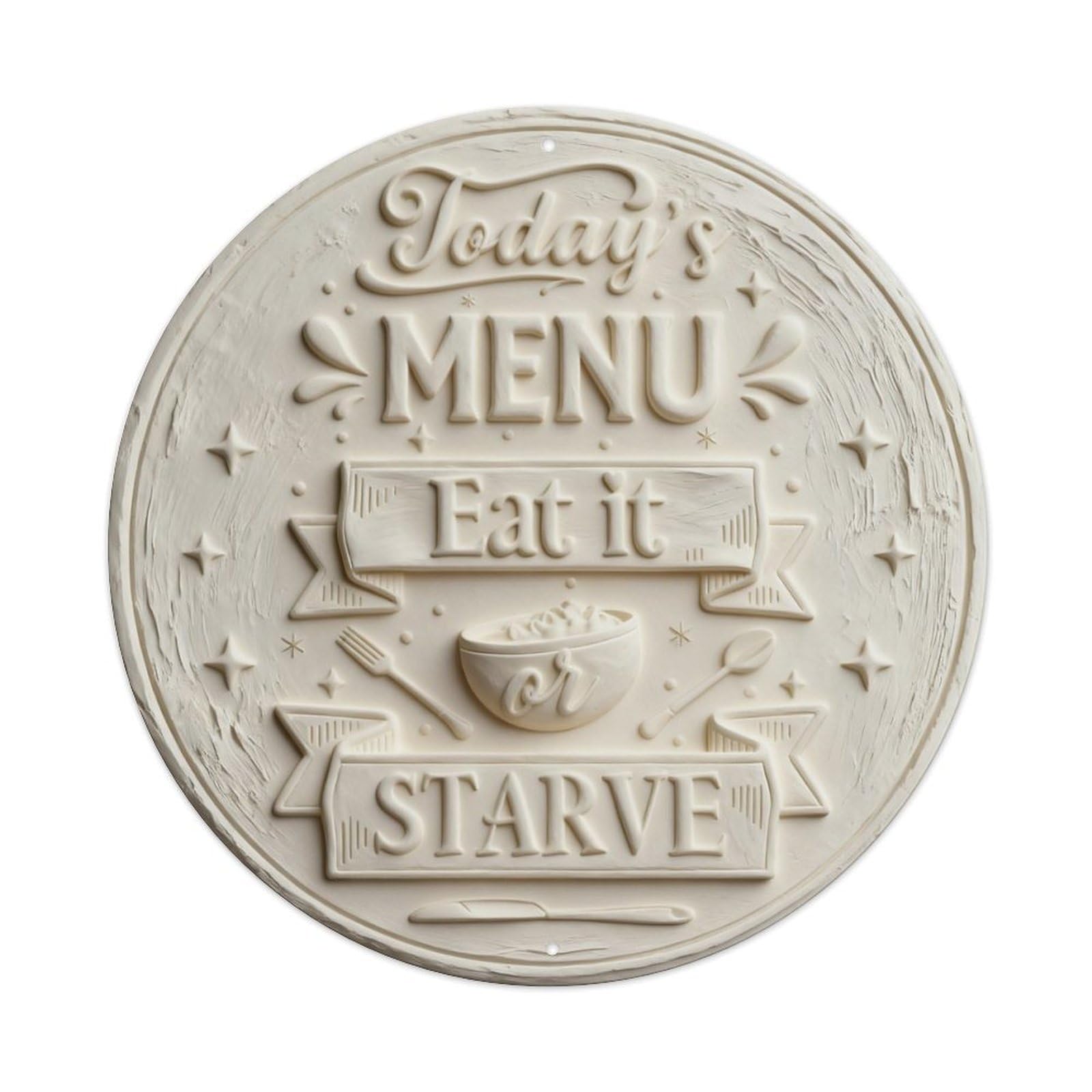 Zlatcbu Vintage Today's Menu Eat It Or Starve Metal Tin Sign Retro Wall Art Poster, Decor For Home Living Room Bar Cafe Garage, 8X8 Inch