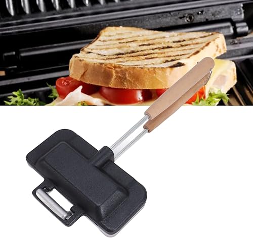 Miniatura 6 de Zerodis Sartén para hornear sándwich de doble cara, sartén de doble cara, mango extraíble, sartenes antiadherentes, sartén de aluminio para quesos a