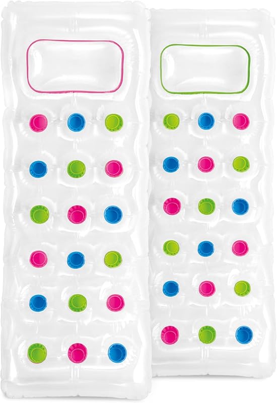 Intex 59894 Şeffaf Pencereli Bardaklı Yatak 188 cm, su sporları, plaj malzemesi, şişme ürün, yüzme aksesuarı, kamp, dalış, güvenlik