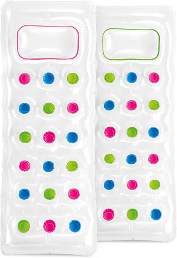 Intex 59894 Şeffaf Pencereli Bardaklı Yatak 188 cm, su sporları, plaj malzemesi, şişme ürün, yüzme aksesuarı, kamp, dalış, güvenlik
