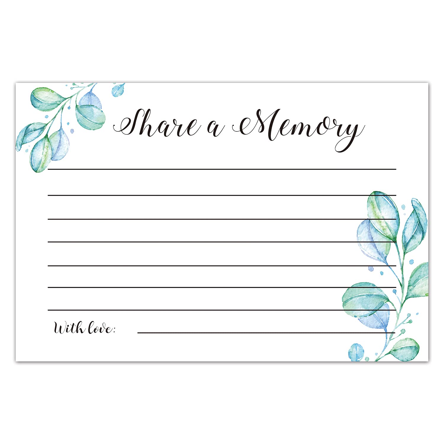 None Brand Share A Memory Card Celebration of Life, Greenery Share a Memory Cards, for Birthday, Wedding, Funeral, Graduation, Bridal, Retirement, Going Away Party, Pack of 50, 4x6 Inch.