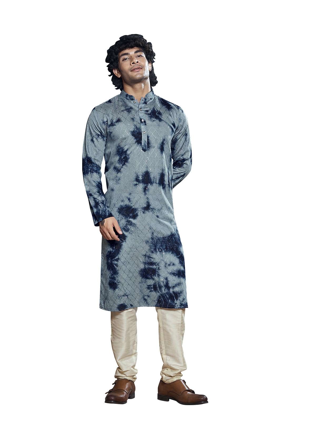 vardha Men's Viscose Kurta with Linear Sequin Pattern and Tailored Stitch and Festive Ready Fit | Kurta for Men-picture-10