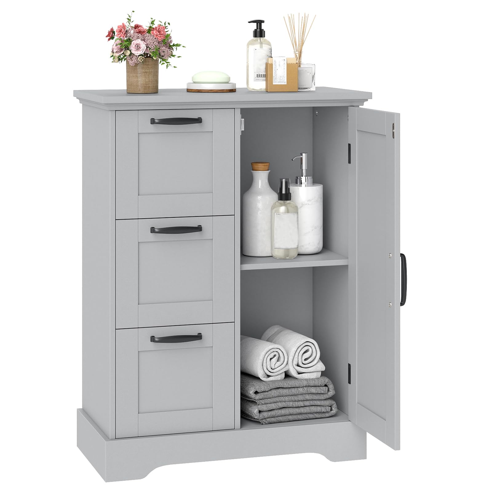 Multigot Farmhouse Floor Cabinet with Barn Door (Grey)