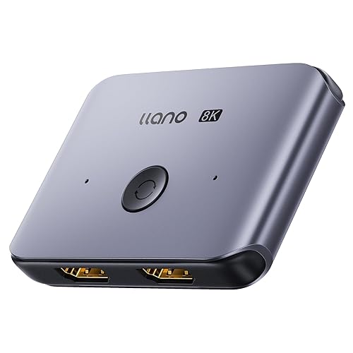 llano HDMI 2.1 Switch 2 in 1 Out 8K@60Hz 4K@120Hz, HDMI Switcher 48Gbps Bidirectional, Supports VRR HDR10 Dolby Atmos, for PS5 Xbox Apple TV Roku Switch 2, Aluminum Alloy Case