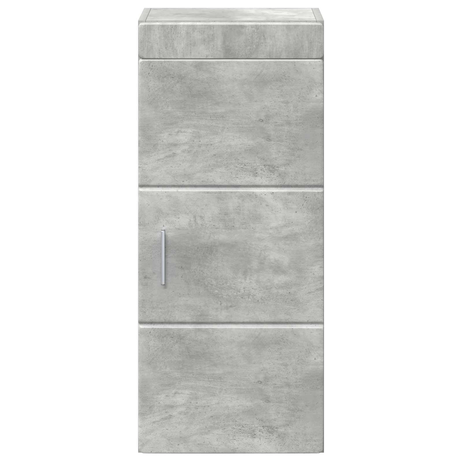 Tulum Armoire murale de salle de bain en bois gris béton 37 x 24,5 x 86 cm avec espace de rangement, étagère, porte et surface givrée pour salle de bain moderne et WC d'invités