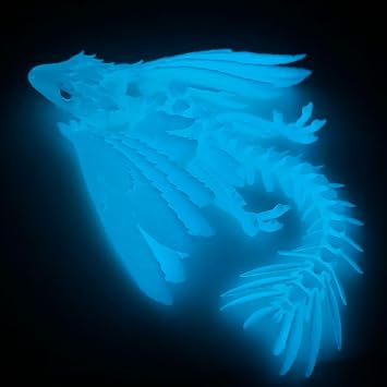 Winged Wyvern Dragon, 3D Printed Dragon, Winged Articulating Dragon, 3D Printing Toys, Desktop Pets - Perfect for Fantasy Lovers Luminous Blue