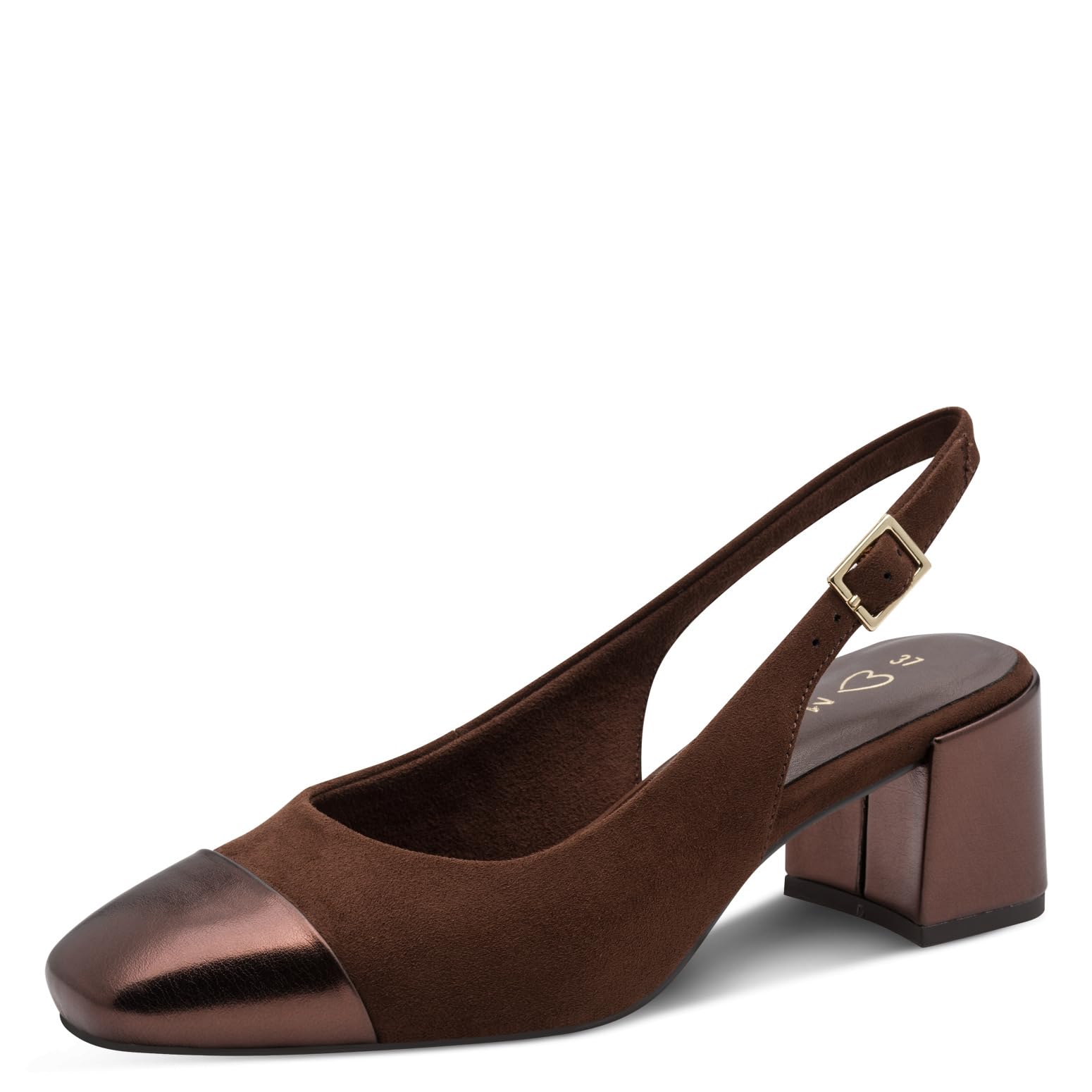 MARCO TOZZI Women's Pumps Soft Feel Me Footbed Soft Lining Vegan Vegan, Brown (Choco Comb), 5.5 UK