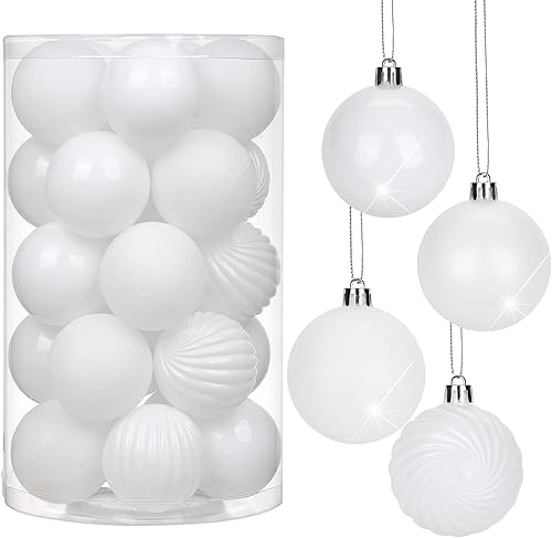 Adornos de bolas de Navidad blancas de 1.57 pulgadas, 40 piezas inastillables, juego de adornos de bolas de Halloween, adornos blancos para árbol de