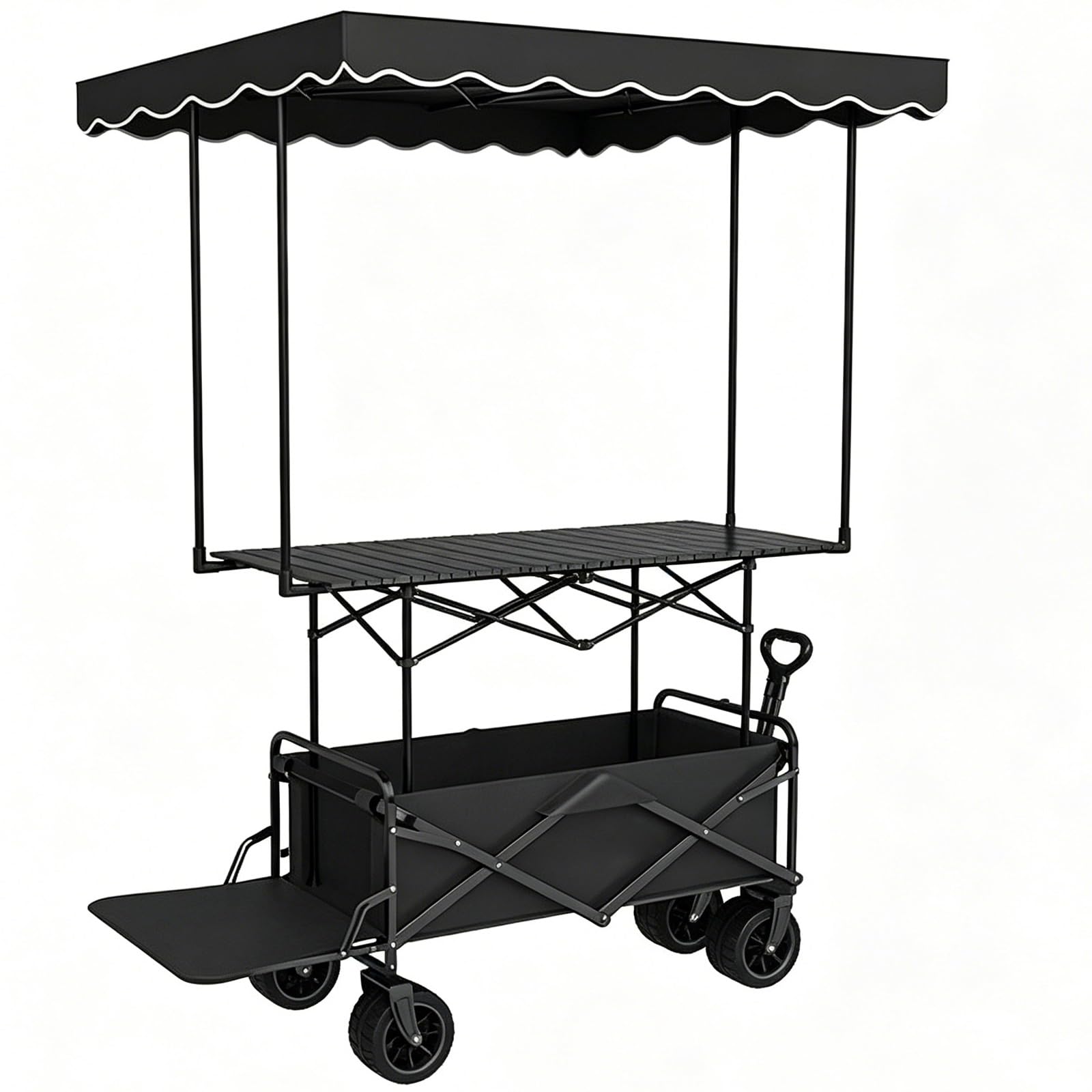 Collapsible Utility Wagon Cart with Table and Canopy Rolling Camping Wagon