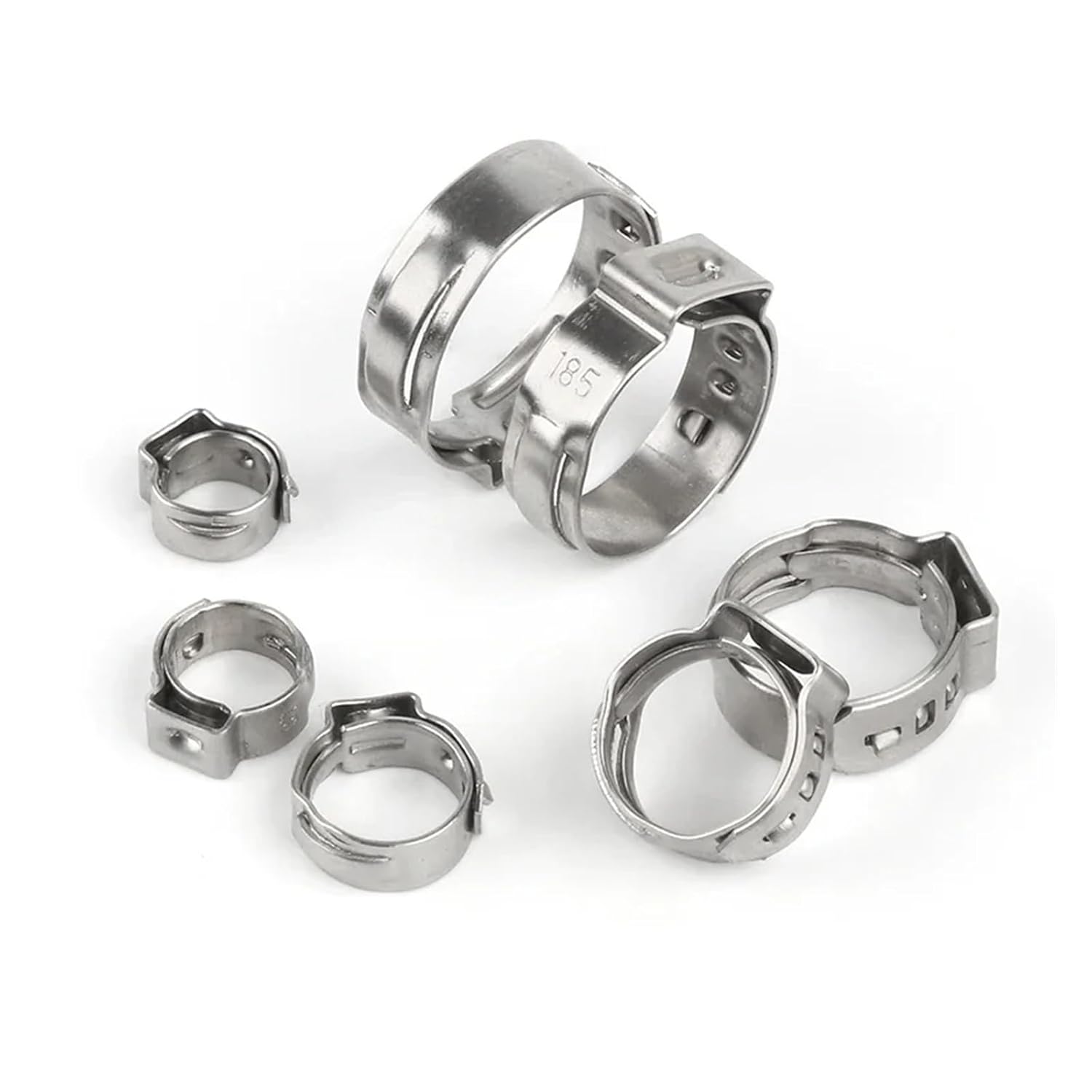 140pcs Single Ear Stepless Hose Clamps Or 1PC Hose Clip 7-21mm 304 Stainless Steel Hose Clamps Cinch(1PC Pliers)