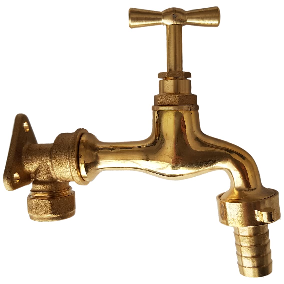 Outdoor Garden bib Tap Polished Brass with Click-Lock Connection+15mm Brass Backplate