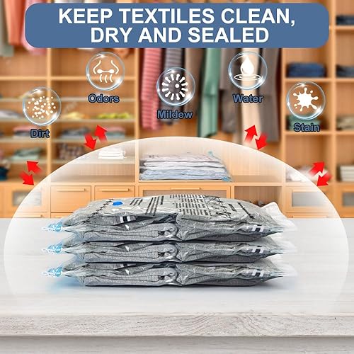 Miniatura 4 de BoxLegend Bolsas de almacenamiento al vacío con bomba de mano grande, 30 combinados (4 jumbo, 10 grandes, 10 medianas, 6 pequeñas) bolsas gruesas de