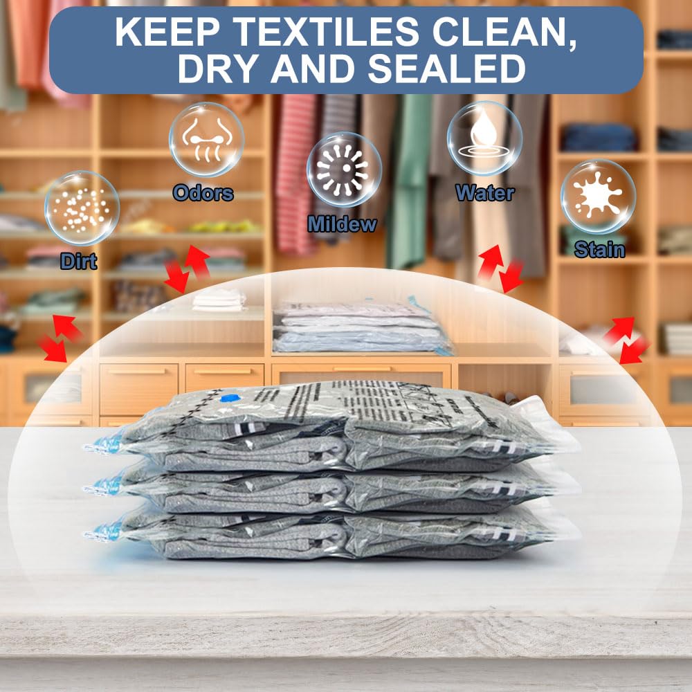 BoxLegend Vakuumbeutel 6 Stück, 6M*70x50cm,Vakuum Aufbewahrungsbeutel Reise Vakuum Wiederverwendbar Kleiderbeutel für Kleidung Bettdecken Bettwasche Kissen Wolldecken - 4