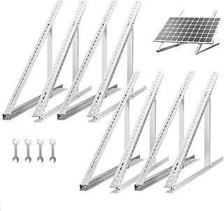 8 Stück Solarpanel Halterung 114cm 45in für 4 100W-600W Solarmodul, 0-90° Verstellbar PV Aufständerung Balkonkraftwerk Halterung Solarpanel Flachdach, inkl. Schrauben & Montage Anleitung