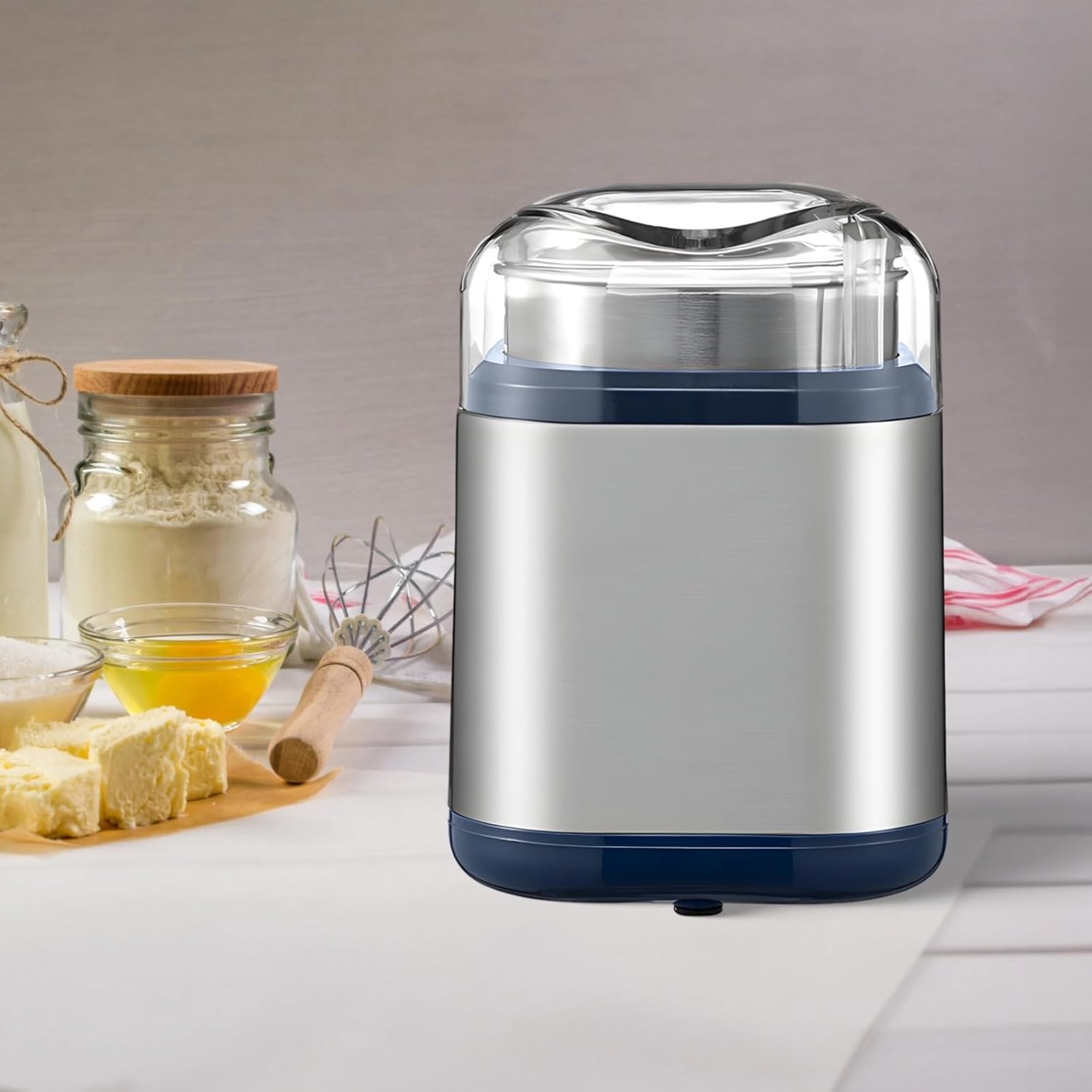 200W Herb and Spice Grinder, Electric with Transparent Lid, Stainless Steel for Coffee, Pills, and Grains