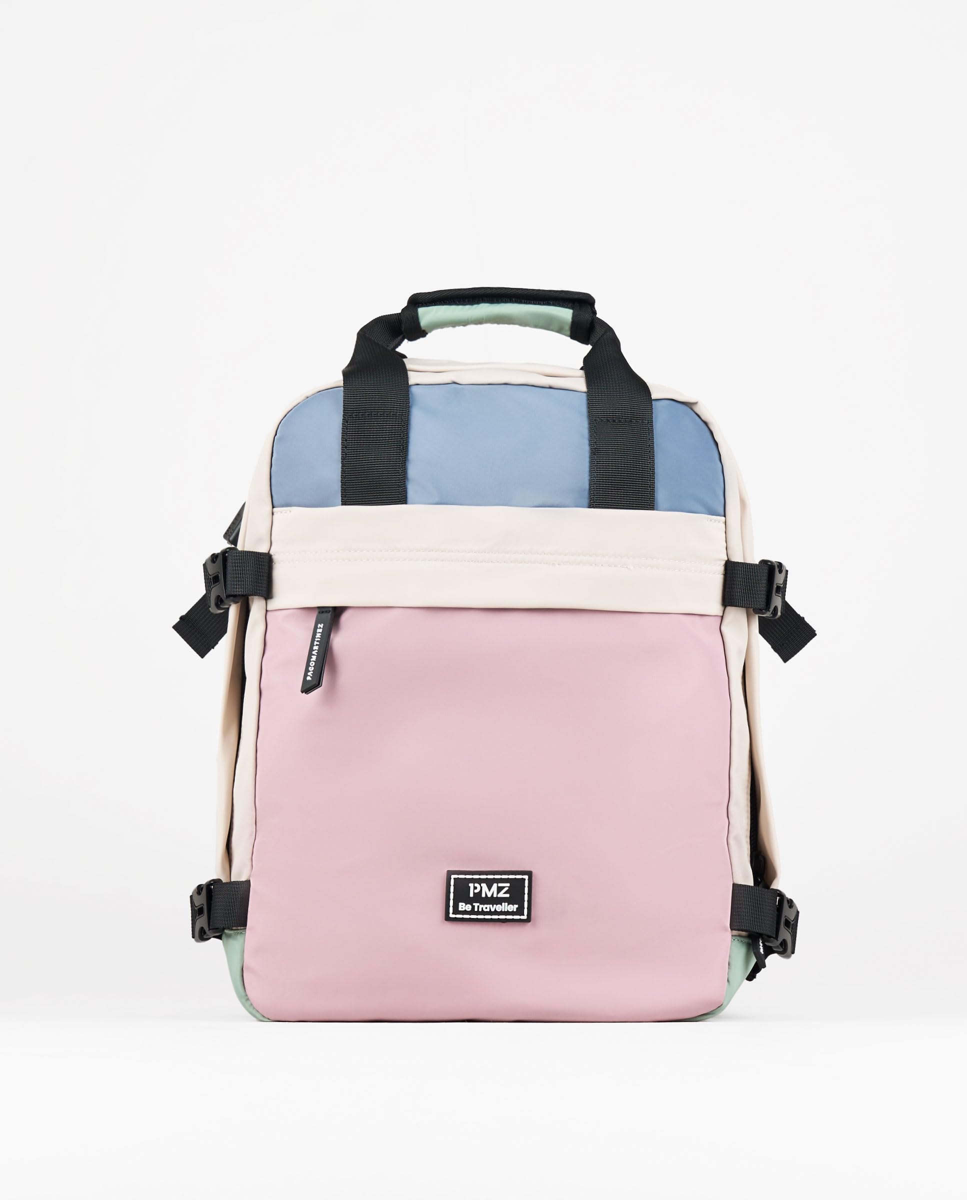 PACO MARTINEZ Mochila de Viaje Expandible 18-27 litros, Equipaje de Cabina con Compartimentos Amplios y Múltiples Bolsillos, Puerto USB, Espalda Acolchada y Transpirable, Multicolor