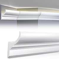Pushglossy 31.5ft LED Crown Molding Kit - 8pcs Waterproof Polystyrene Ceiling Trim with Light Duct for Easy Ambient LED Strip Install