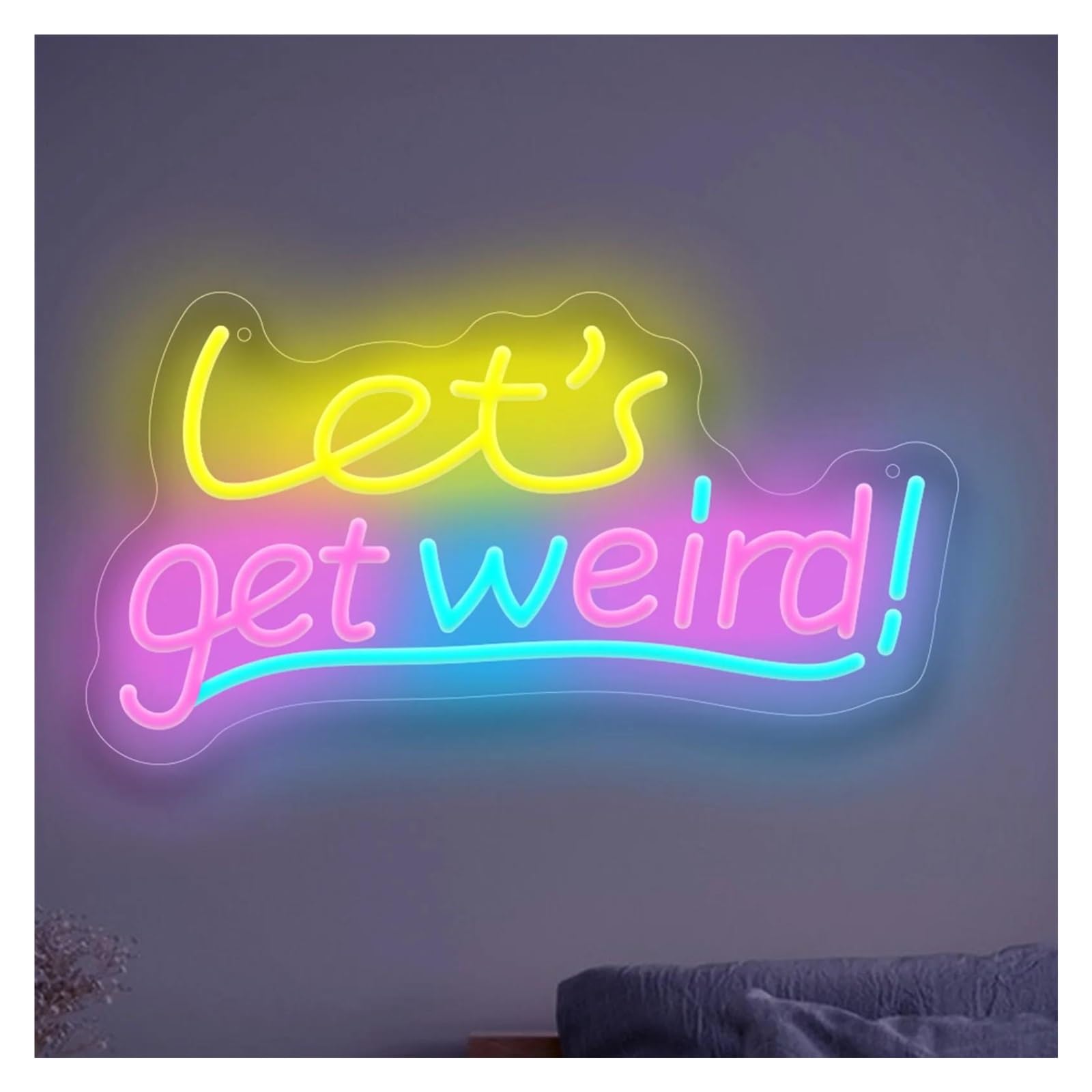 RONGCH Hanging Art Signs Let's Get Weird Neon Sign USB Powered Dimmable LED Light for Bedroom Office Bar Party Wall Art Decor 40.6cmx22cm
