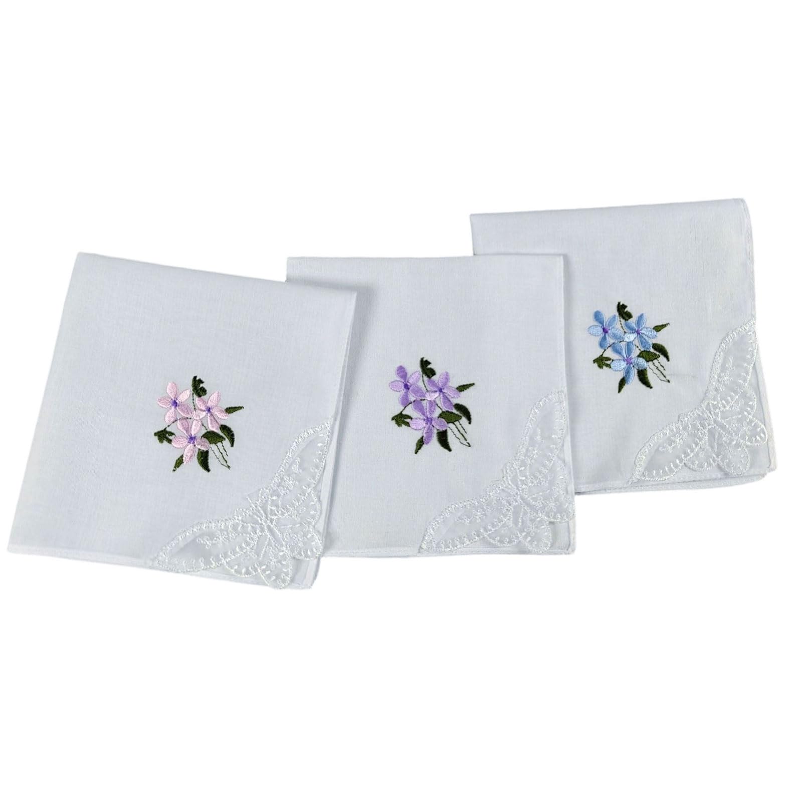 Buxuaaaa Embroidered Cotton Handkerchiefs for Women Soft Absorbent Pocket Size Fashion Accessory Fashion Ladies Handkerchief