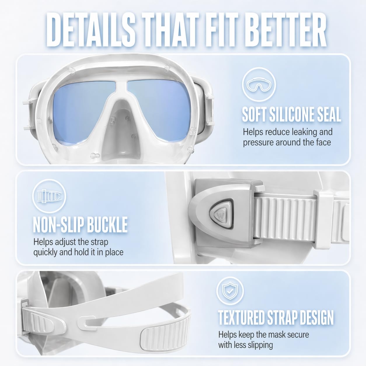 Watertime - Set da snorkeling per adulti, con maschera panoramica anti-appannamento e design impermeabile, maschera da snorkeling per adulti per snorkeling e immersioni