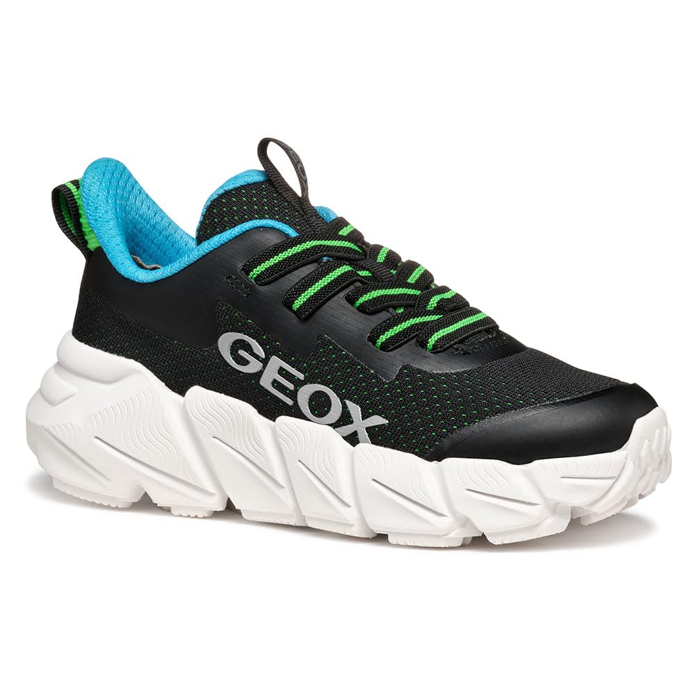 Geox J FLEXYPER Fast BOY, Boys’ Sneaker, Black,