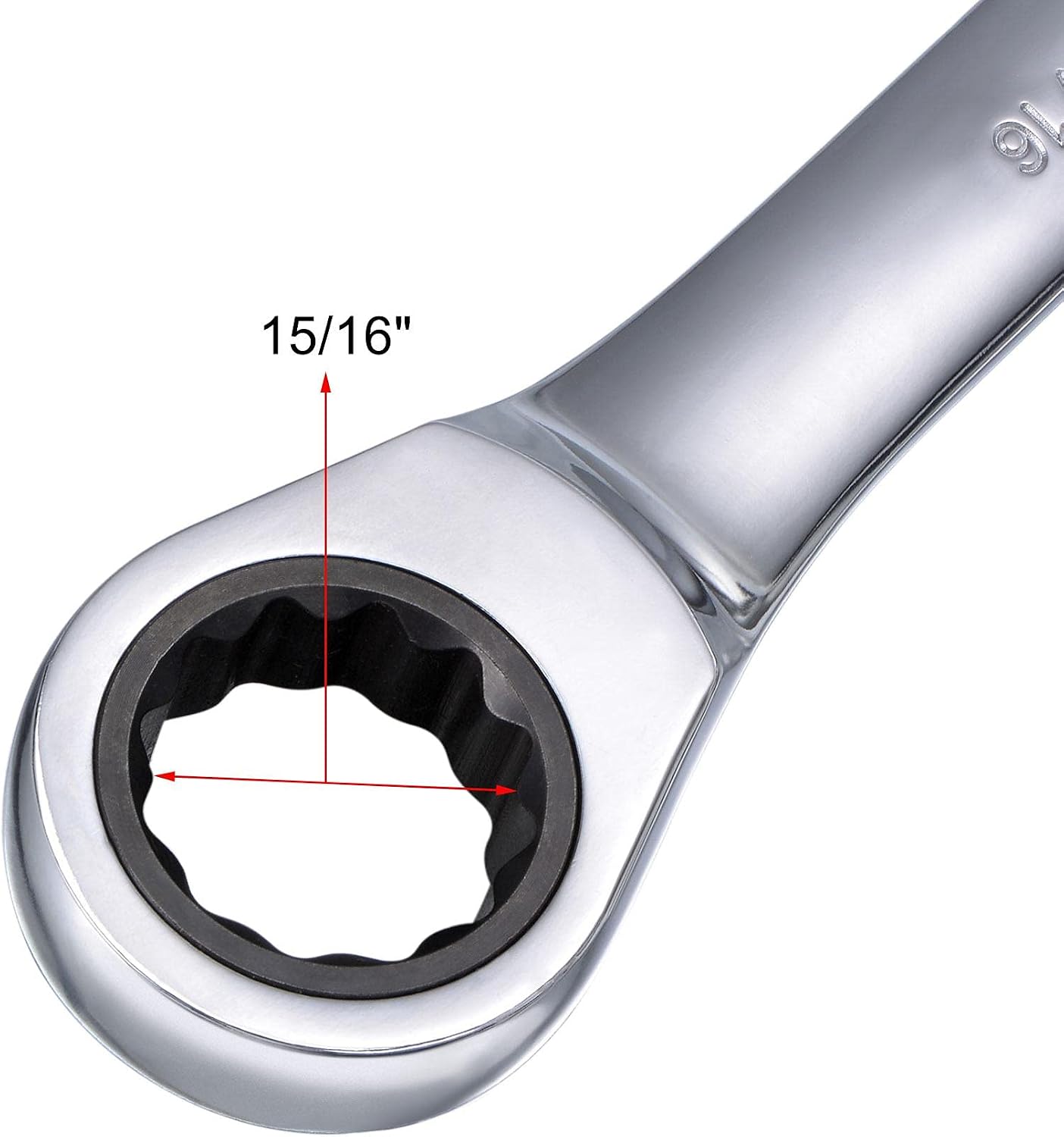 sourcing map 15/16 Inch Ratcheting Combination Wrench SAE 72 Teeth 12 Point Ratchet Box Ended Spanner Tools, Cr-V - Image 4