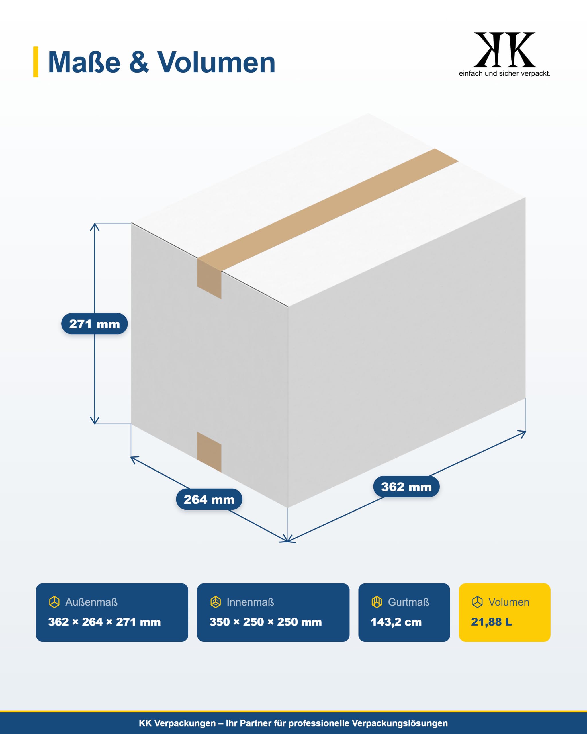 Versandkartons Kartons 350 x 250 x 250 mm 2-wellig in Weiß, 25 Stück | Mittelgroße quadratische Faltkartons für schwere Gegenstände für den Versand [Größe/Menge wählbar]