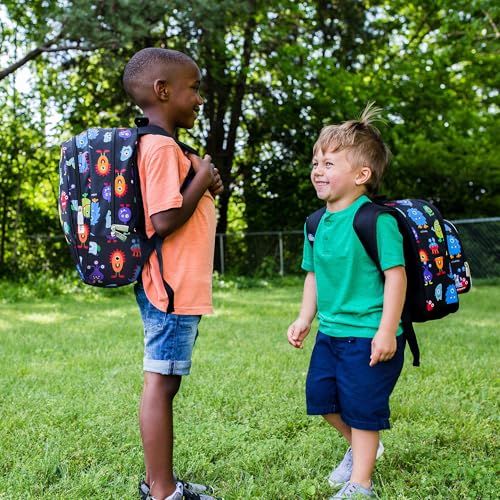 Image of Wildkin 15 Inch Backpack for Kids, Monsters | Ages 5-10, padded straps, side water bottle pocket - coordinates with matching Wildkin lunch boxes