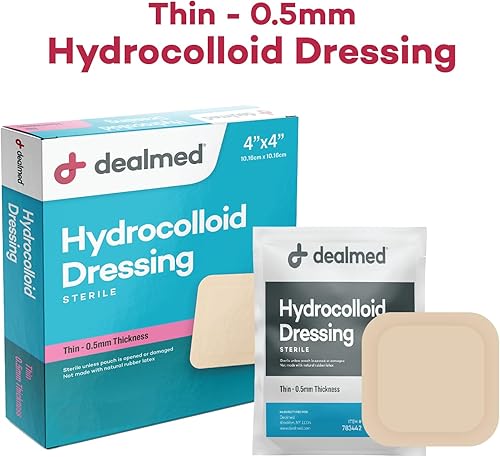 Miniatura 3 de Dealmed Vendaje hidrocoloide de marca de 4 x 4 pulgadas, vendajes finos para el cuidado de heridas para botiquines de primeros auxilios empaquetados