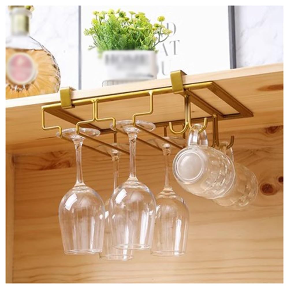 Portabicchieri Da Vino Sottopensile In Metallo - 3 File - Organizer Per Calici E Bicchieri - Adatto Per Cucina E Bar - Colore Nero - 30x22,6x6 Cm