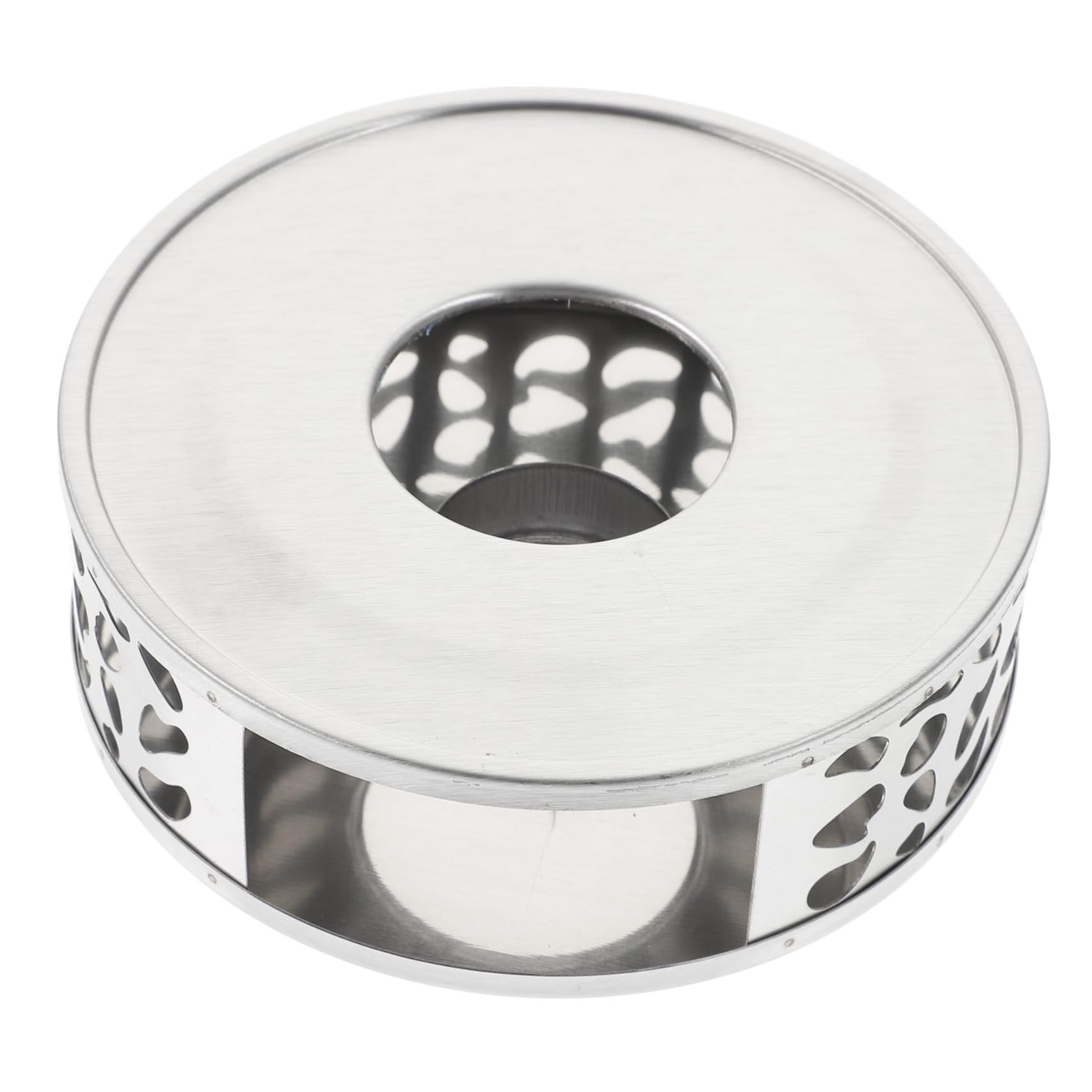 CATIEBYE 1pc Teapot Warmer Base Multi-Functional Stainless Steel Heat Holder for Tea Food Elegant Hollow Design for Home Office Decor for Living Room Meeting Room Tea House More