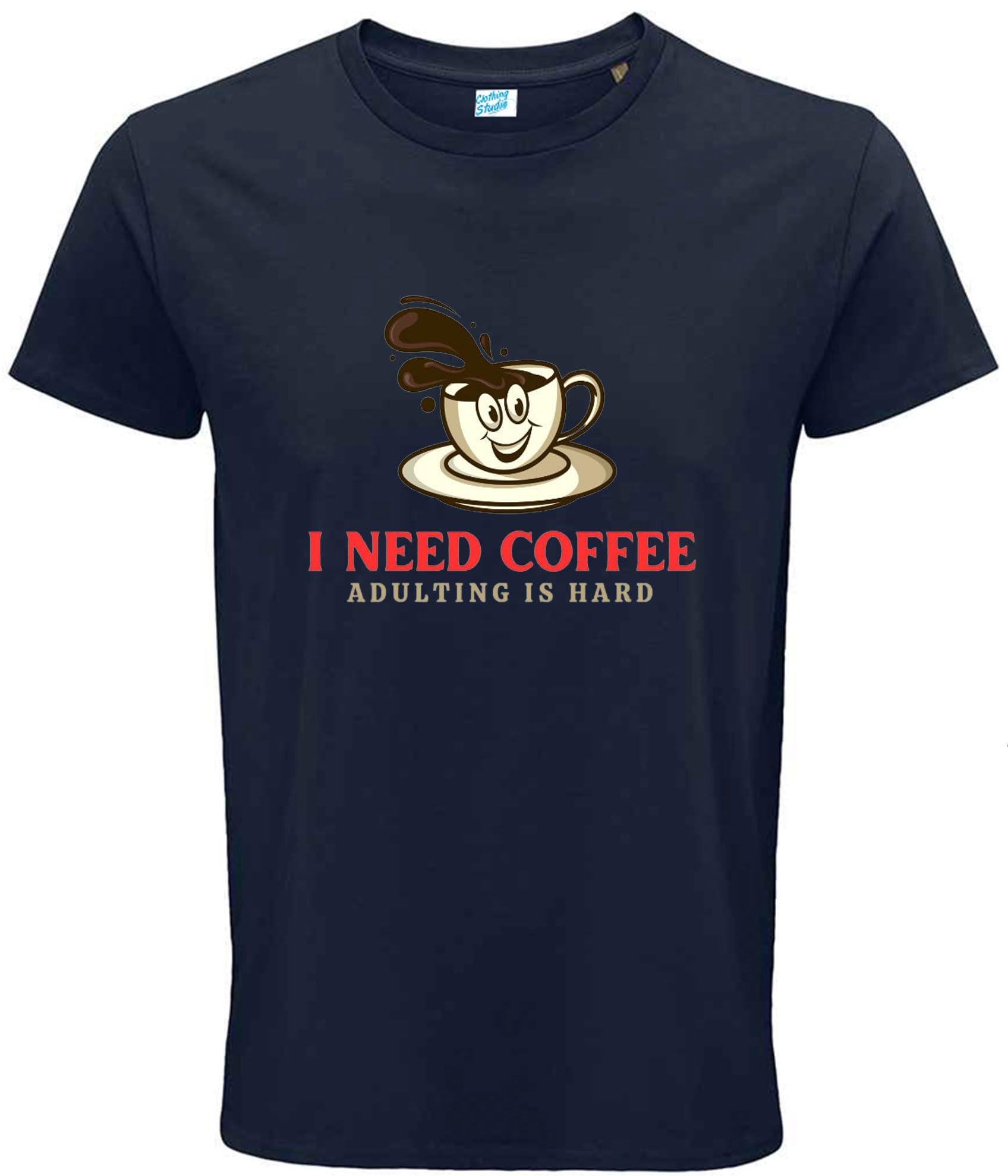 Moonbow Unisex Navy Blue Funny Quotes T Shirt Coffee (Uk, Alpha, M, Regular, Regular, )