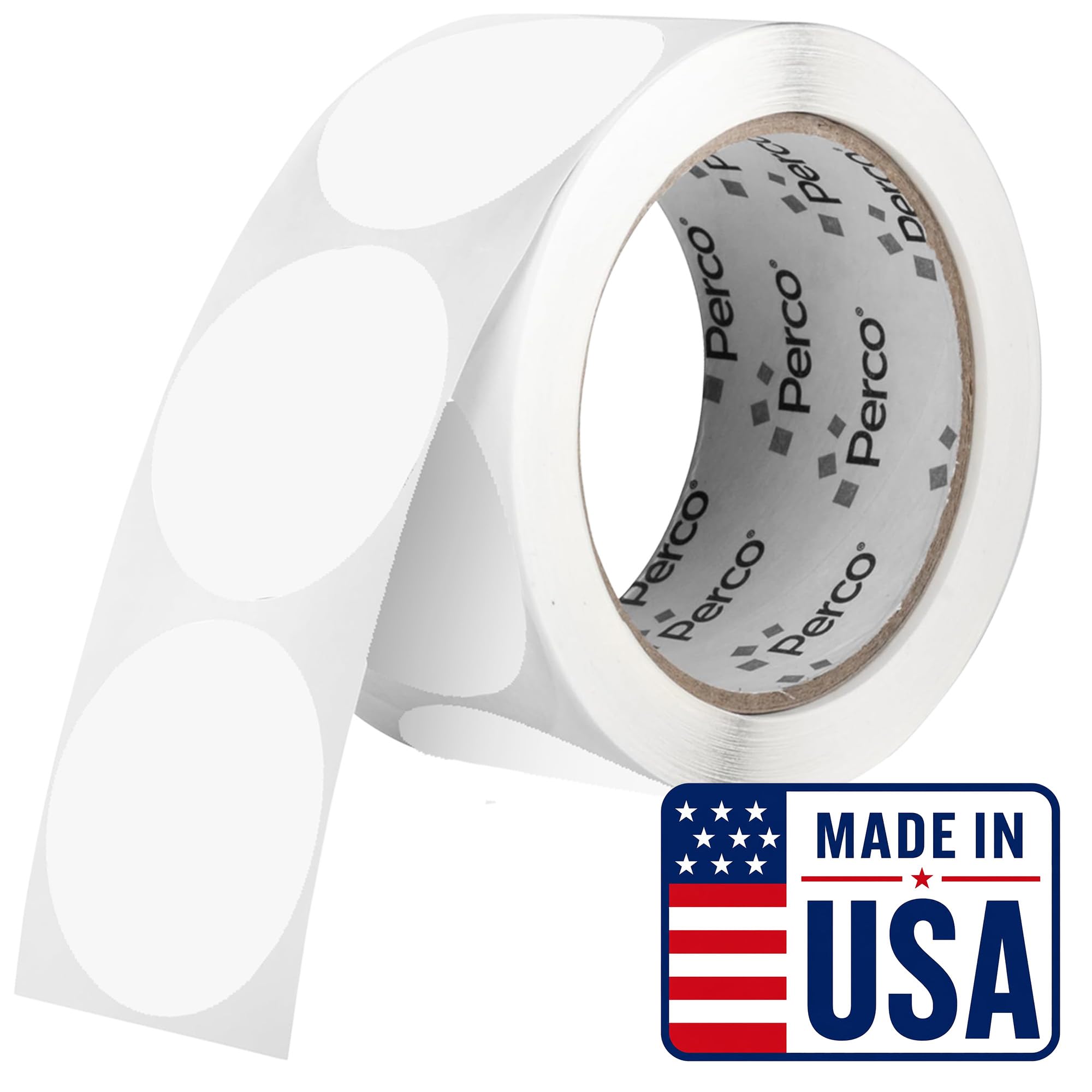 Perco Clear Round Circle Dot Sticker 2-Inch Labels with Perforation for Easy Tear-Off, 500 Stickers per Roll - Barcode Protection, Product Information Overlays, and Clear Packaging - Made in USA