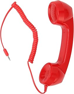 3.5mm Retro Phone Handset, Radiation Proof Telephone Handset Receiver with Mic, Cell Phone Hanset for Mobile Phones Computers (Red)