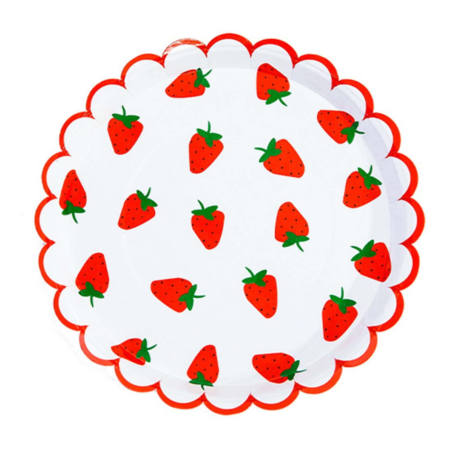 MaitianGuyou Strawberry Disposable Party Plates,40-Pack Dessert Plates for Birthday, Party, Retirement,Appetizer,Wedding Bridal Baby Shower(Strawberry 2#,7 Inch)