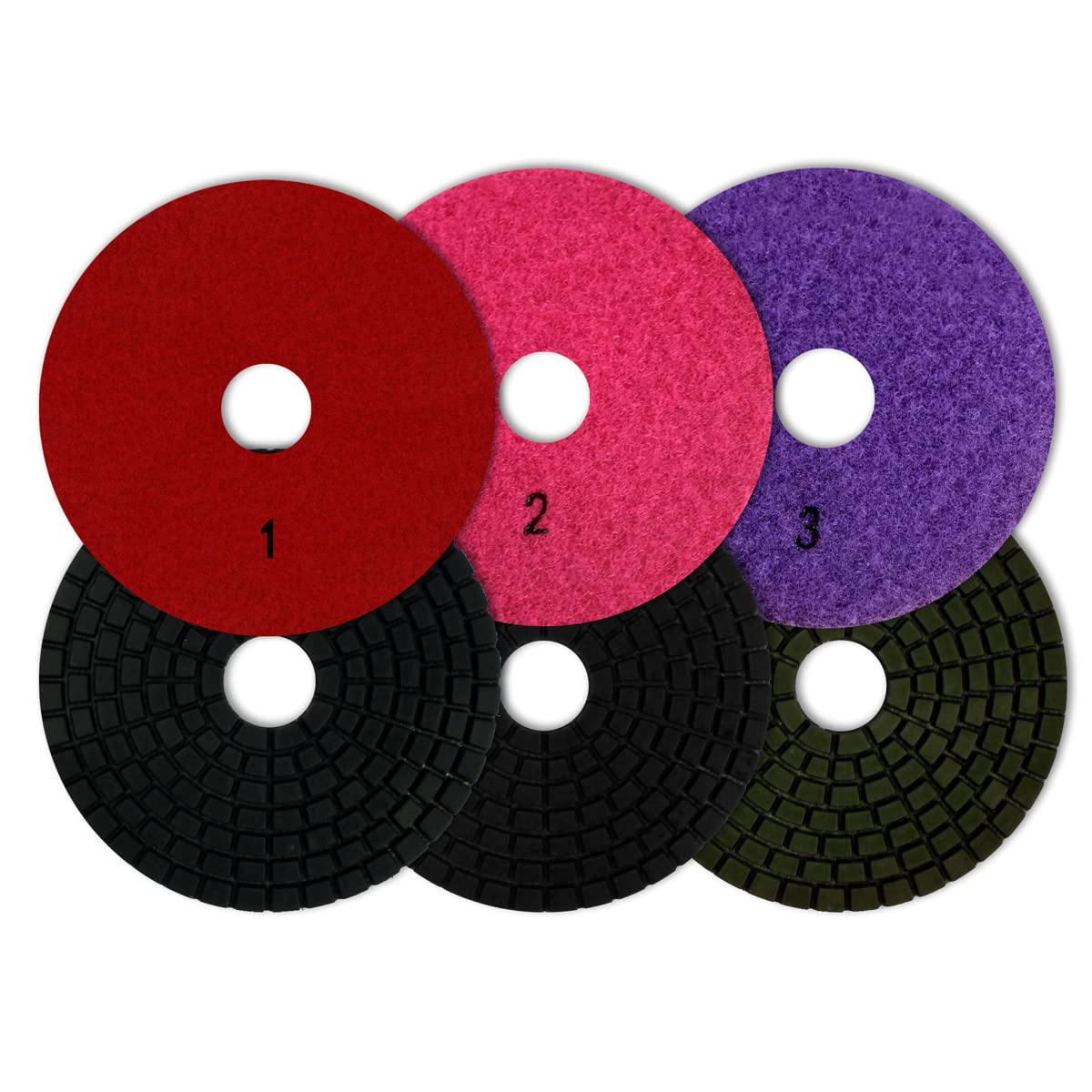 BSRTTOOL 3 Step 4 Inch Diamond Polishing Pads - Sanding Tile Stone Marble Concrete Ceramics Glass Wet Flexible