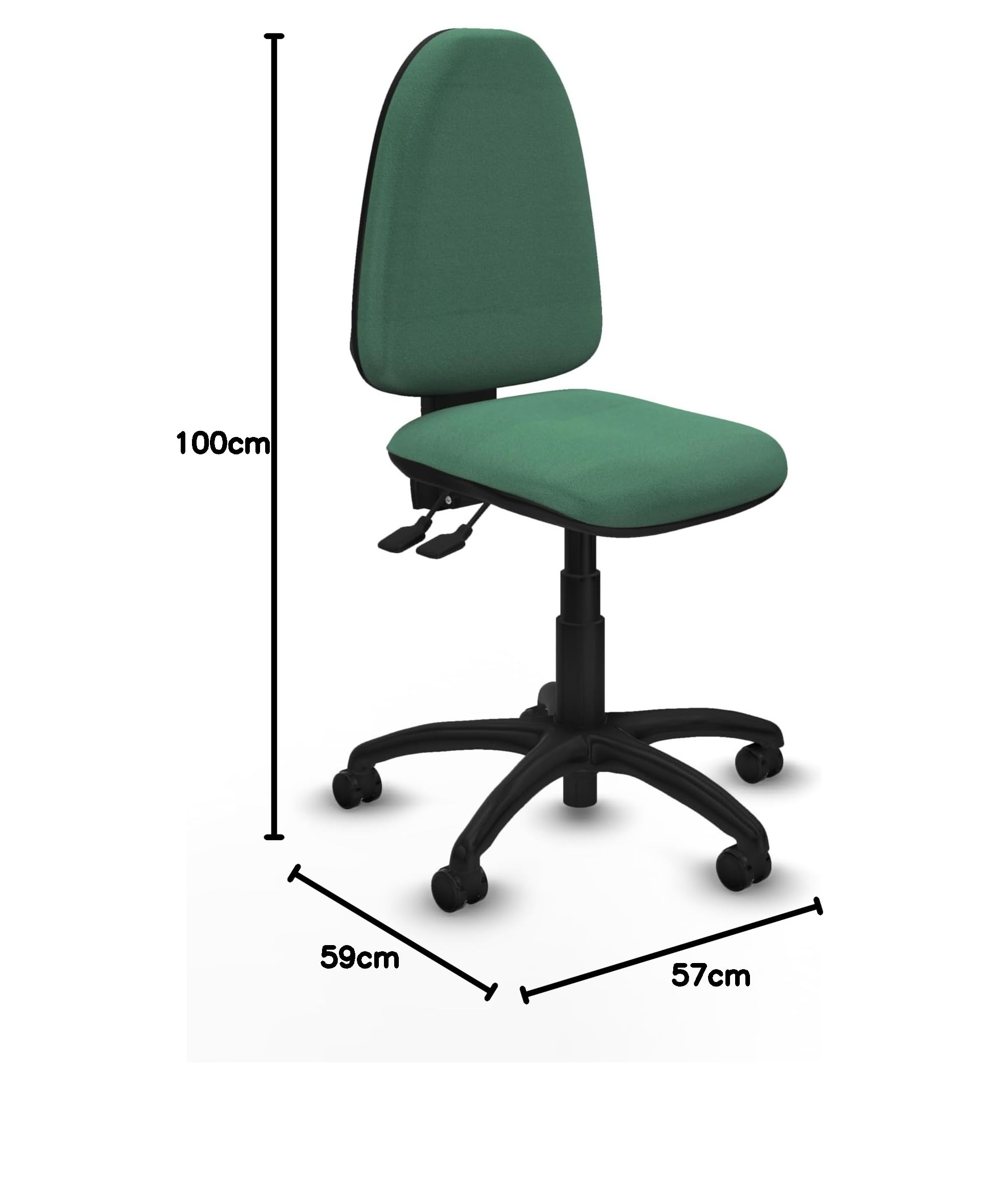 Piqueras y Crespo - Silla para Costureras Aýna sin Brazos. Equipado con Asincro y Espuma de Corte. con Ruedas Autofrenantes. Verde Esmeralda