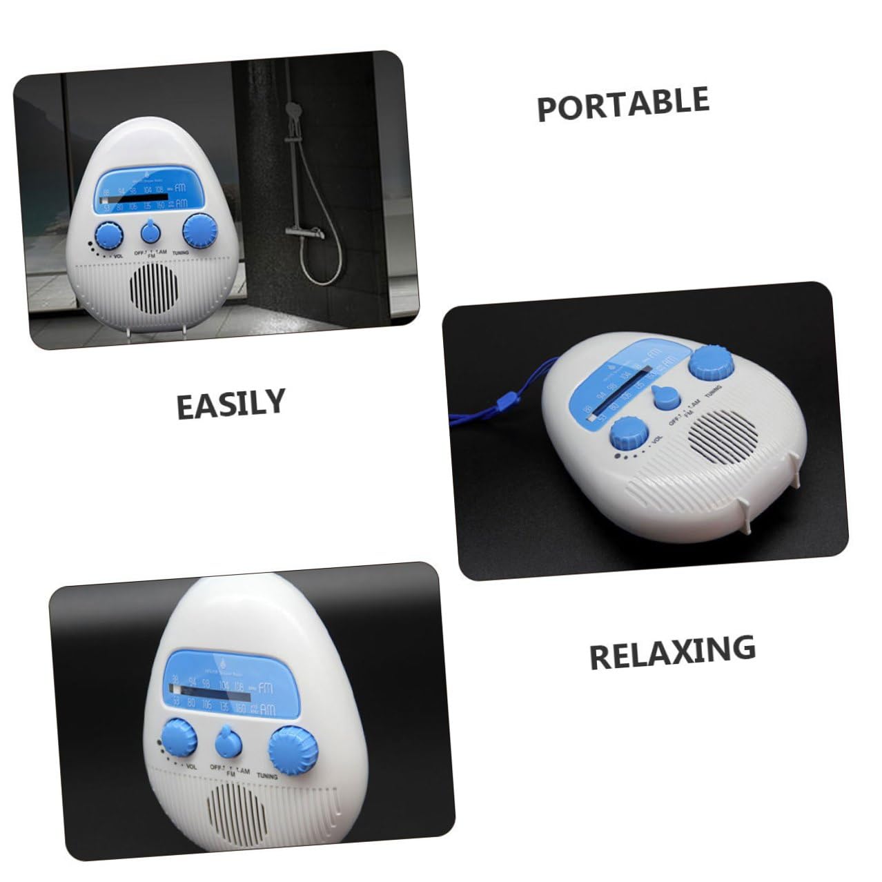 Duschradio Kleiner Tragbares Stereo Radio mit Abs Material und Kompakter Bauweise für Badezimmer und Dusche