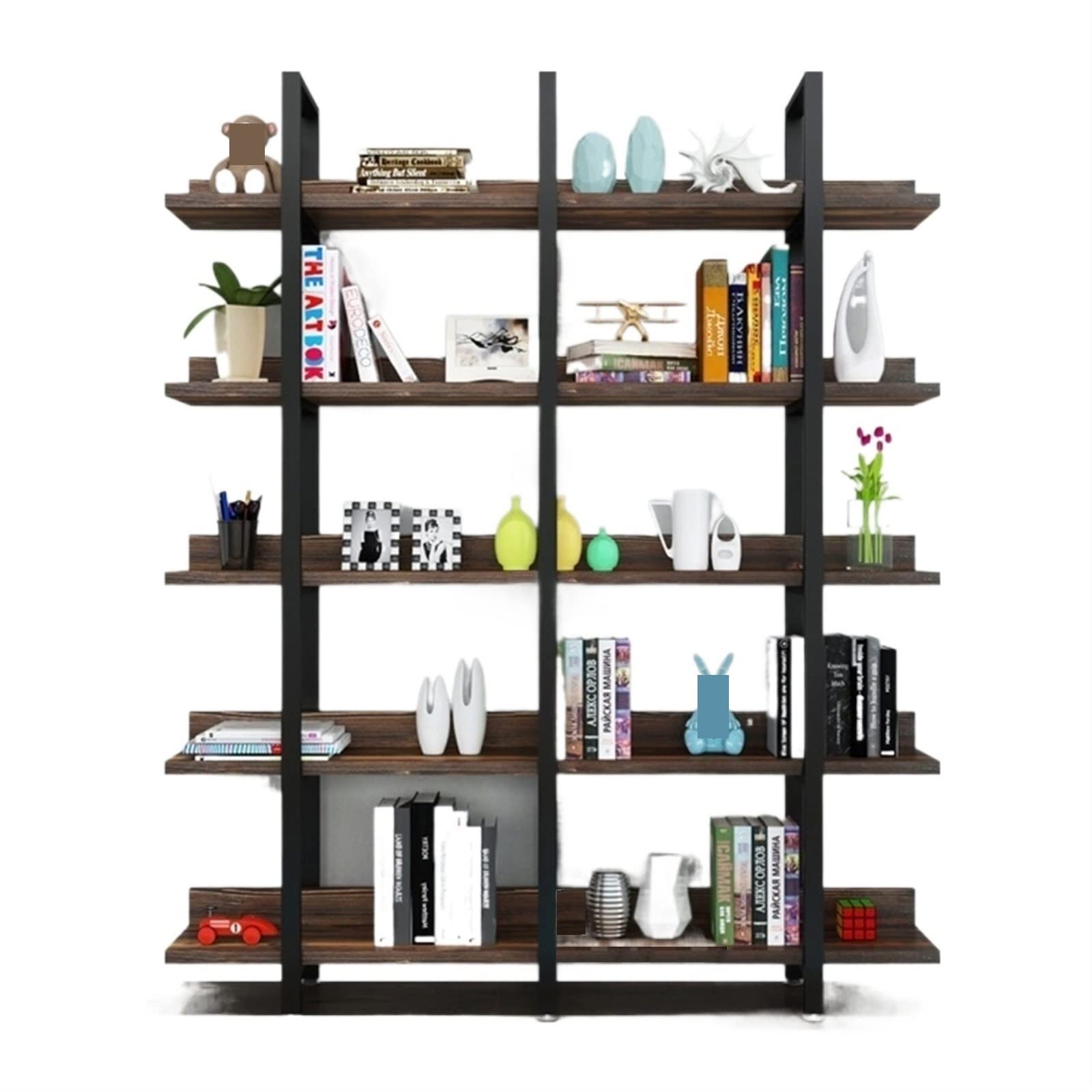 Solid Wood Partition Shelf, Floor-to-Ceiling Retro Bookshelf, Living Room Partition Industrial Style Shelf TMP1105 (Color : 4layers L160xW30xH152cm 3roots)