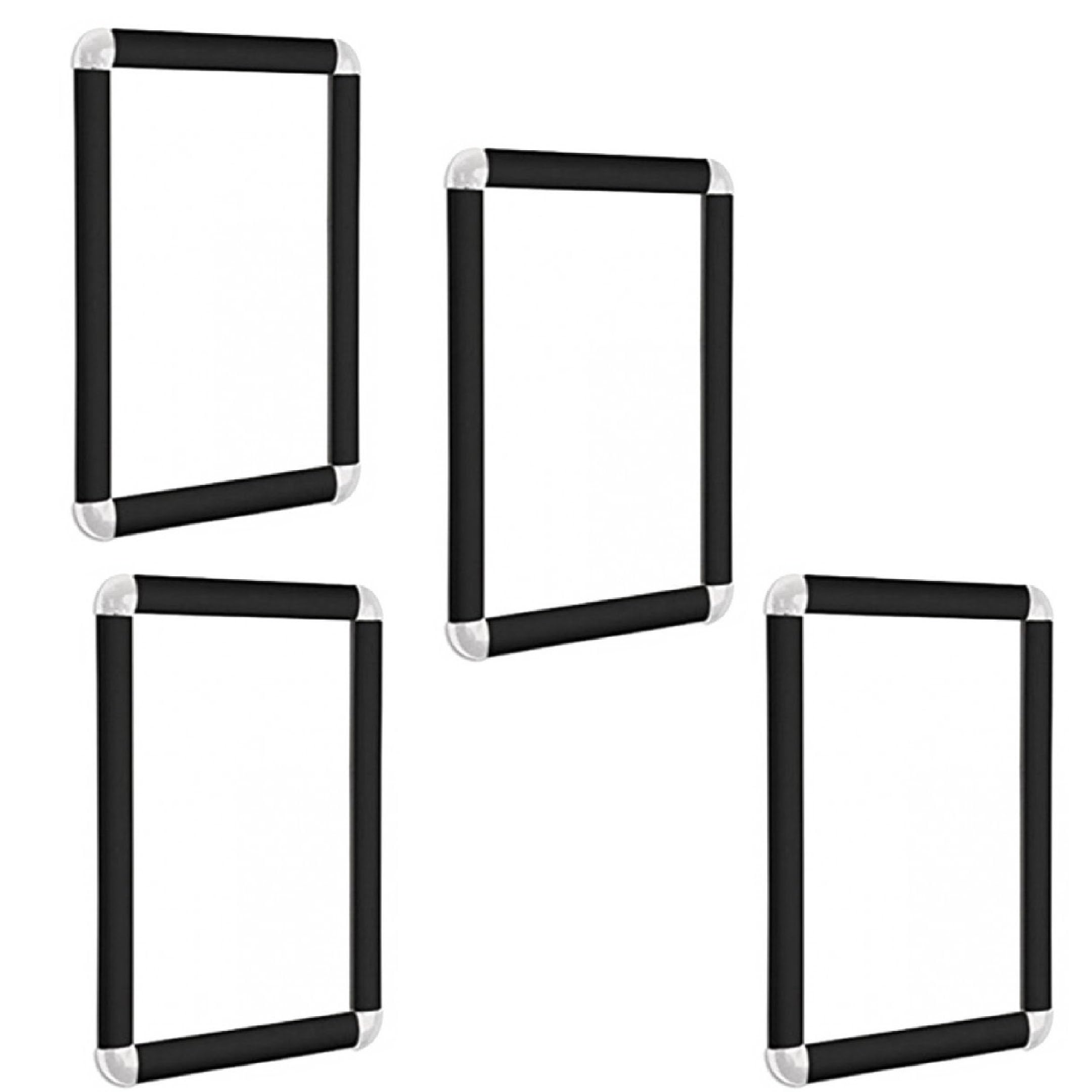 BLACK Snap Frame Picture Frame Clip Frame with Rounded Corners in 5 Sizes A0, A1, A2, A3, & A4 (4 X BLACK A2)