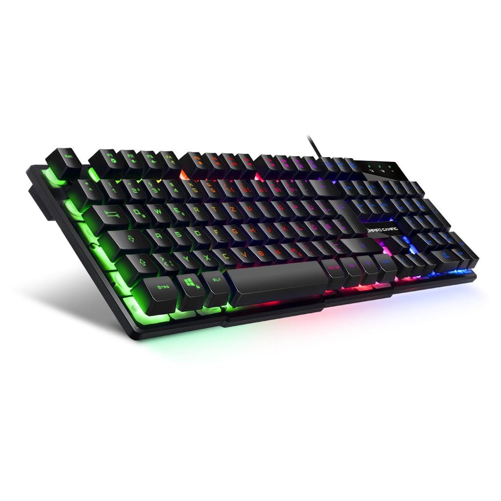 EMPIRE GAMING PC-Tastatur Empire K300 QWERTZ – 105 halbmechanische Tasten, davon 19 Anti-Ghosting-Tasten, 12 Multimedia-Shortcuts, LED-RGB-Rückbeleuchtung