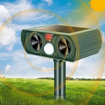 Cat Deterrent Ultrasonic Cat Scarer Solar Powered Fox Repellent for Gardens Waterproof Animal Repeller with Motion Sensor Outdoor for Squirrel Deer Dog Raccoon and More