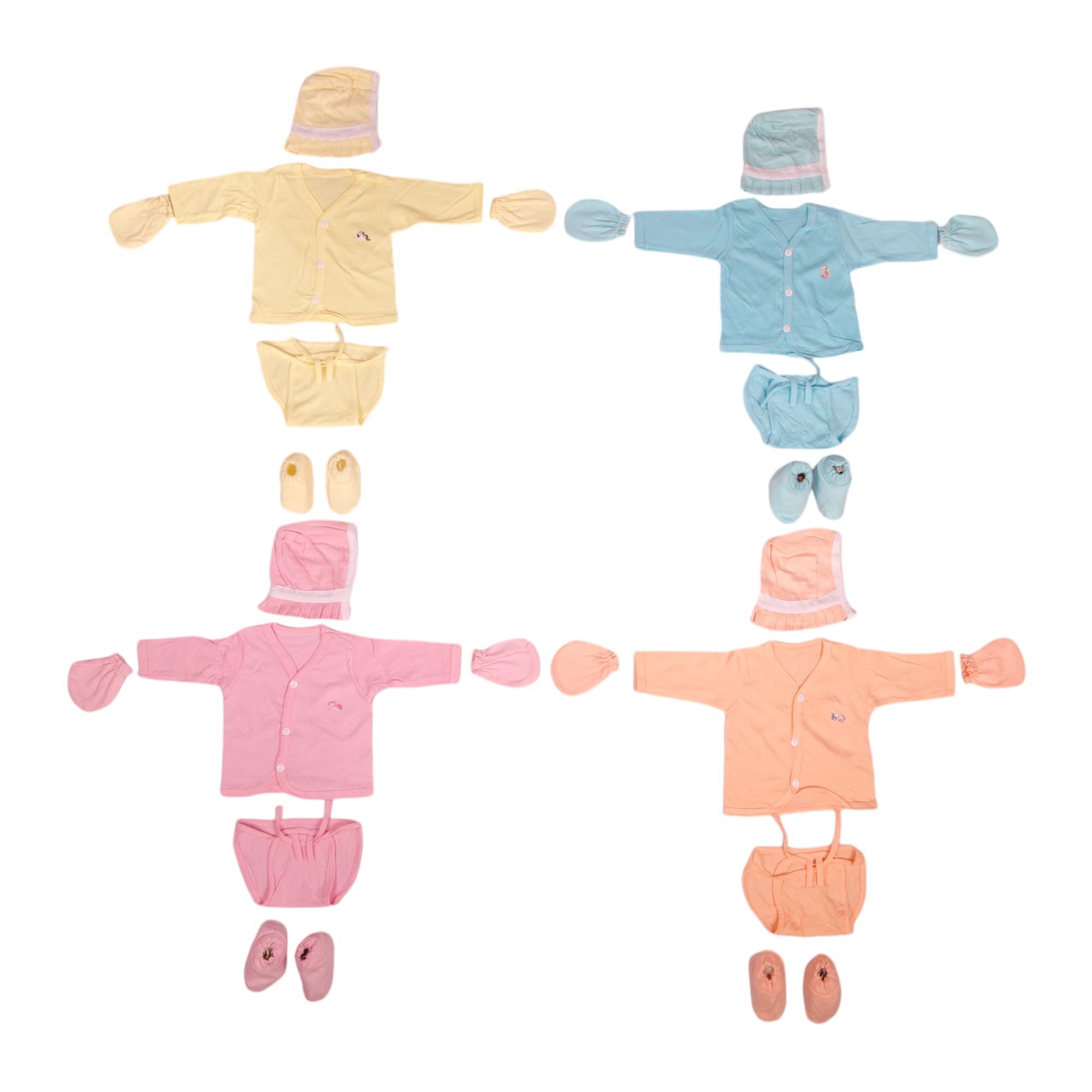 VIRTI MINI ME New Born Baby Clothes Jhabla Set | Front Open T-Shirt | Nappies | Cap, Mitten & Booties | Cotton | Casual | Regular Fit | Sleepwear (Multicolor, 0-9 Months)-image-35