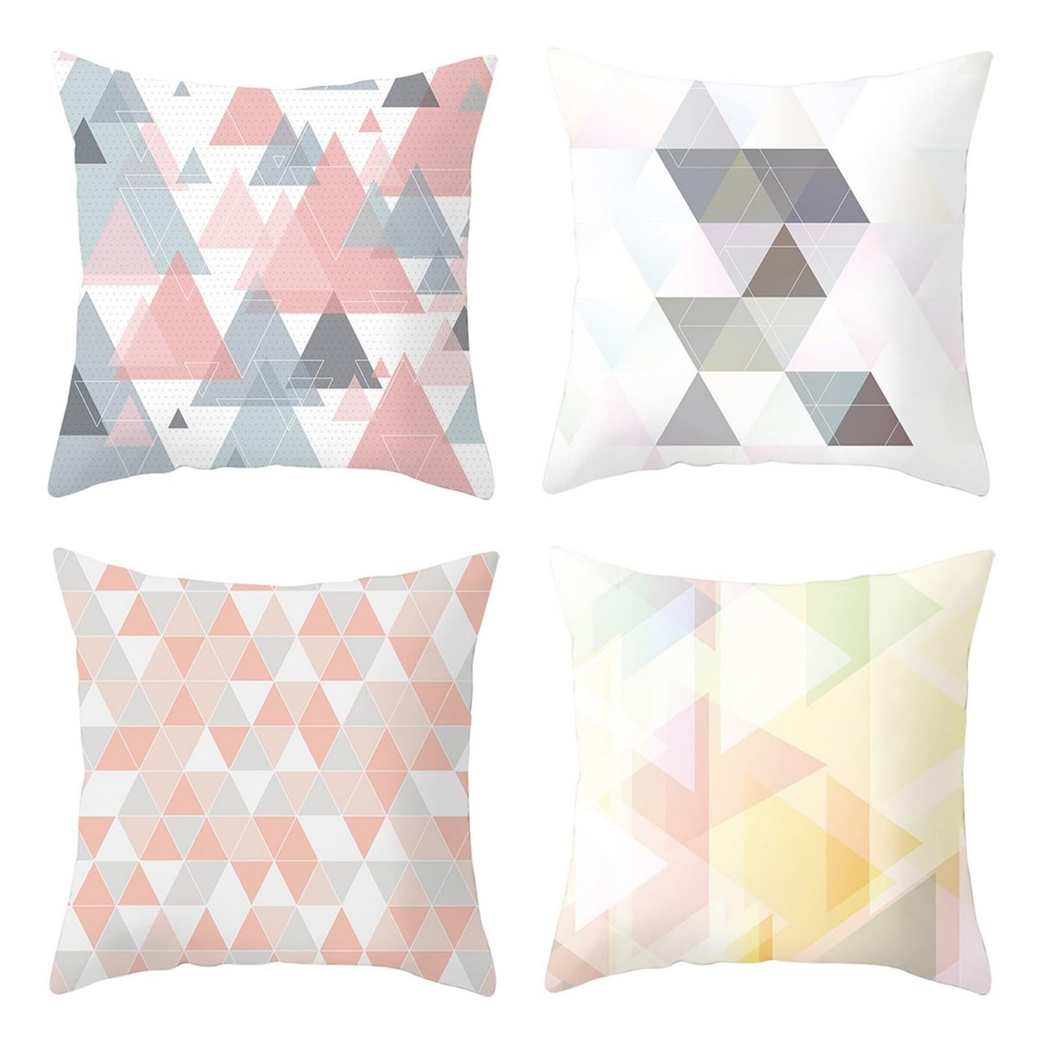 Housse coussin 50x50cm polyester et lot de 4 taies d'oreiller pour deco de jardin gris et blanc