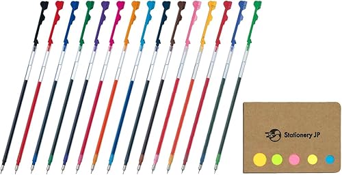 Pilot Hi-tec-c Coleto - Recambio de bolígrafo de tinta de gel, 0.012 in, 15 recambios de color, juego de notas adhesivas