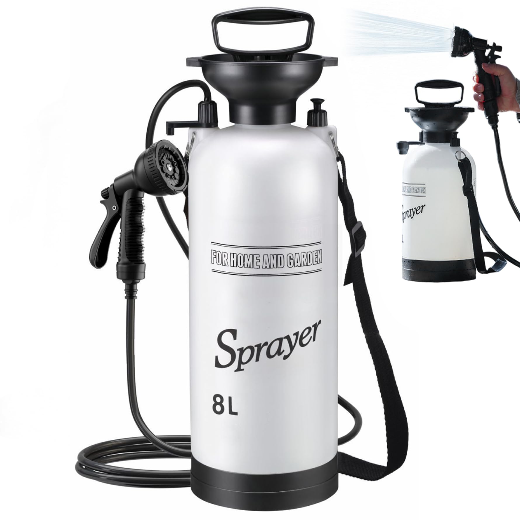 Douche de Camping Portable, Douche Portable 8L avec 10 Modes tête de pulvérisateur et Tuyau 9, 84 Pieds pour Jardin randonnée randonnée