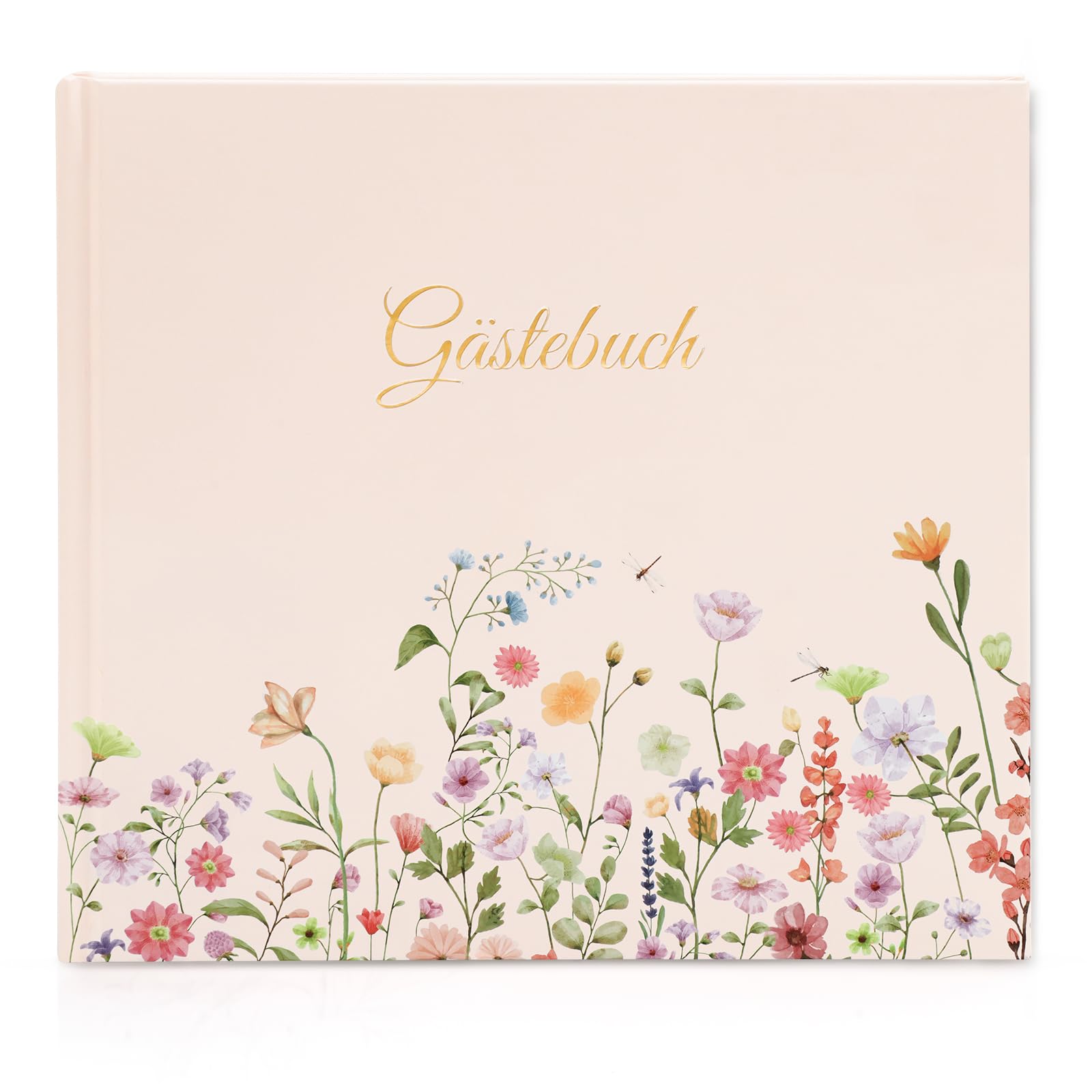 Gästebuch Geburtstag Blanko mit 40 Schöne Aufkleber und 48 Doppelseiten Premium Dickem Papier,Größe 21x23cm Guest Book,Hochzeitsgästebuch für Hochzeiten Geburtstage Polterabend Taufe Ferienwohnung